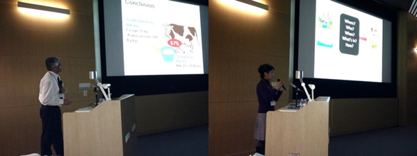 眞鍋教授（左）と細野准教授（右）の発表の様子